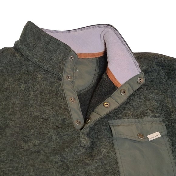 Woolrich 1/4 Snap Pullover Fleece Sweater Men's Sz M Green Polyester Pocket - Picture 3 of 7